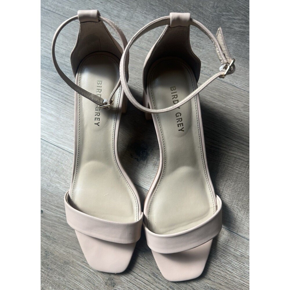 Birdy Grey Blush Pink Ankle-Strap Block Heel Sandals